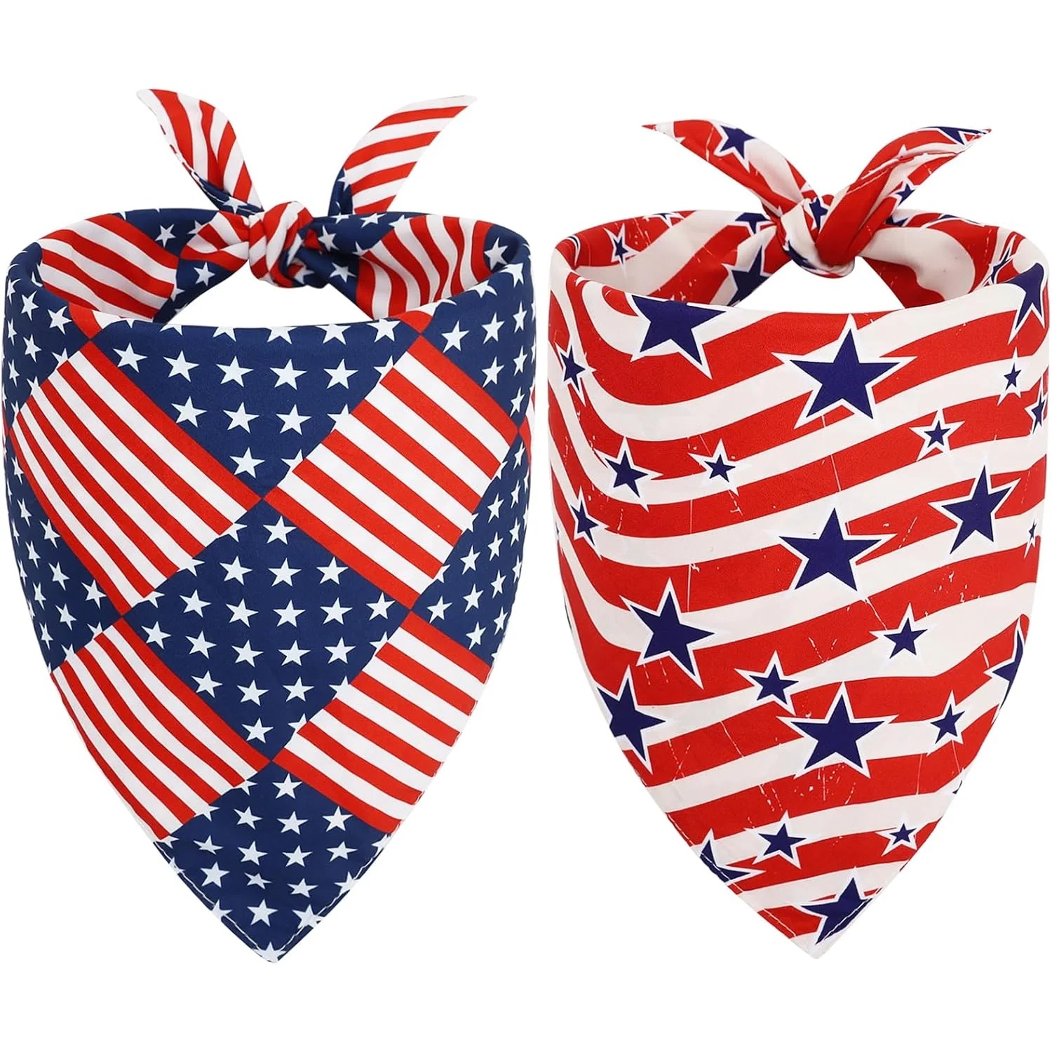 Vivifying 4th of July Dog Bandanas, 2 Pack, american flag, l