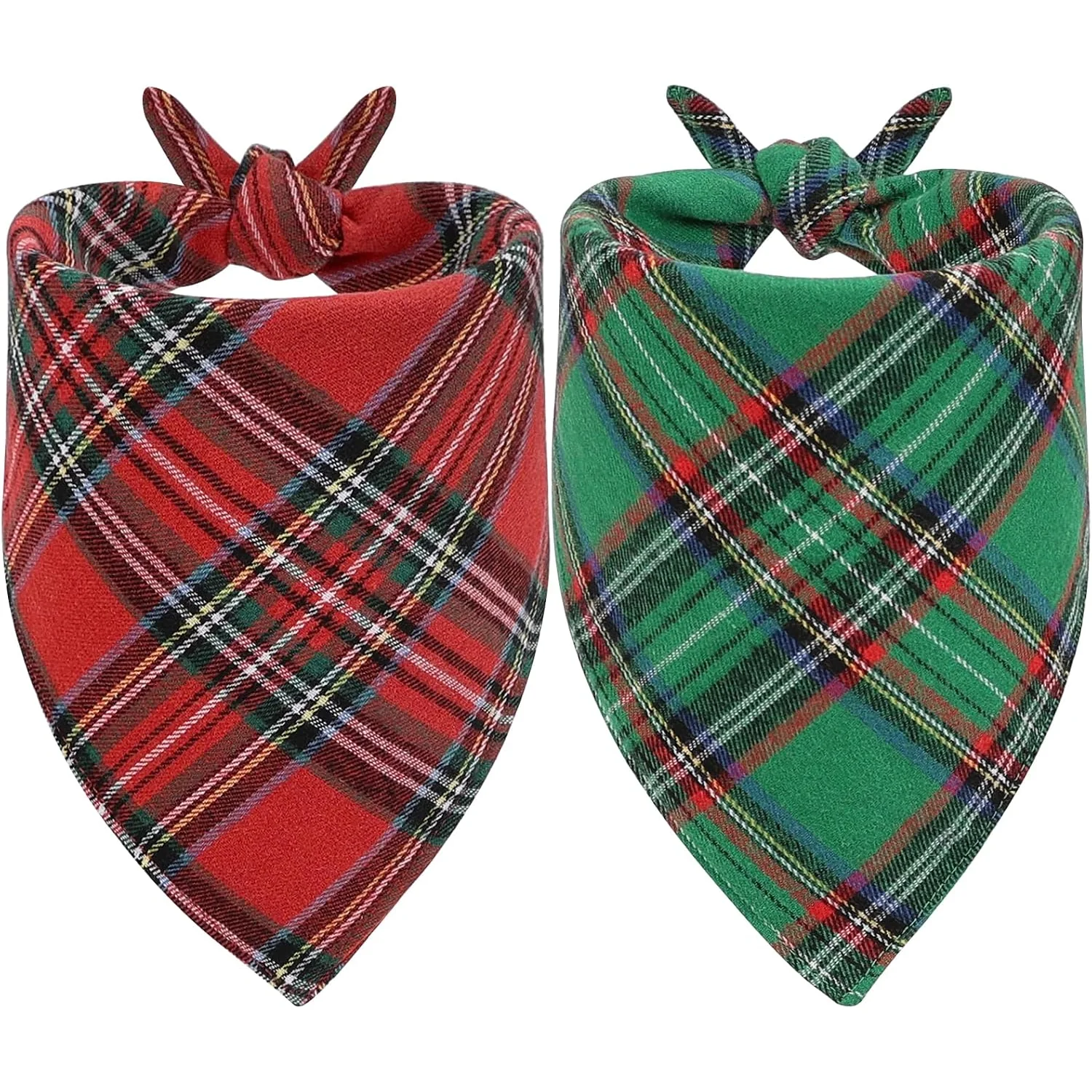 Vivifying Christmas Dog Bandanas, 2 Pack, classic plaid, s