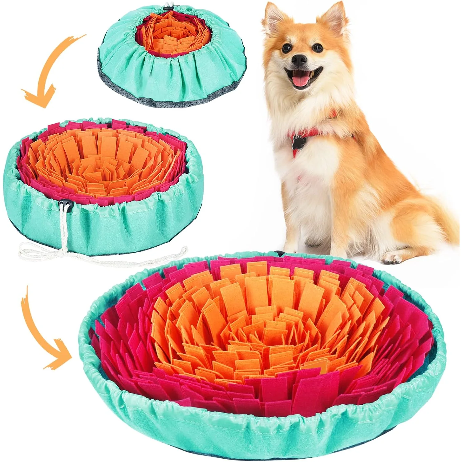Vivifying Drawstring Snuffle Mat, 17 in, rose red and orange